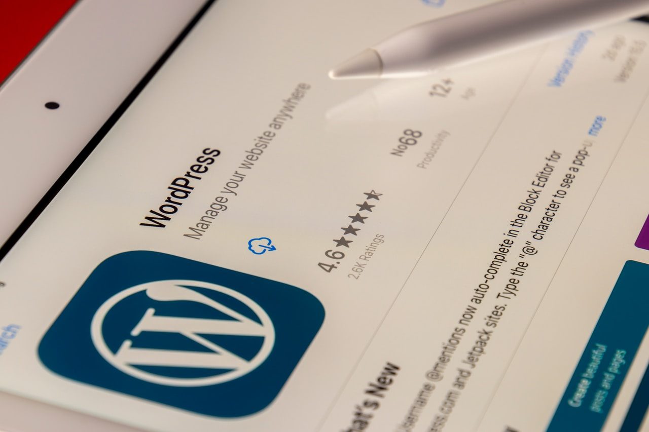 WordPress App auf dem Tablet geöffnet